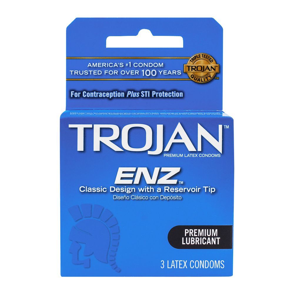 Trojan ENZ Premium Lubricant Latex Condoms, 3-Pack