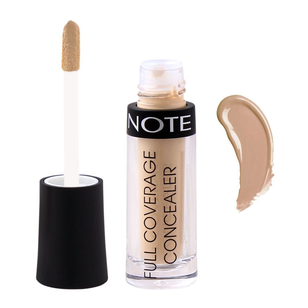 J. Note Full Coverage Liquid Concealer, 03 Sand, With Argan Oil + Soy Protein