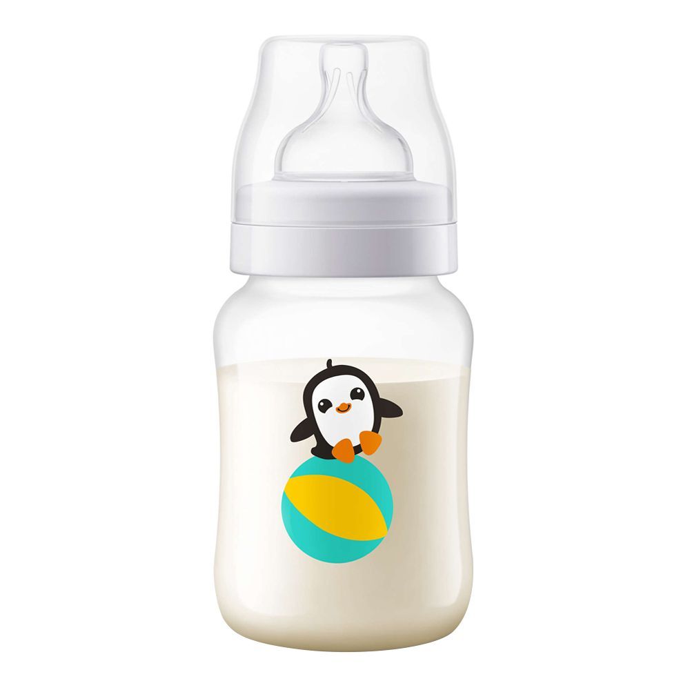 Avent Anti-Colic Feeding Bottle, 1m+, 260ml/9oz, Penguin, SCF821/13