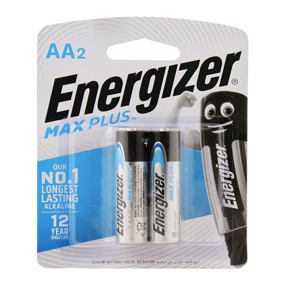 Energizer Max Plus AA Long Lasting Alkaline Batteries, 2-Pack, BP-2