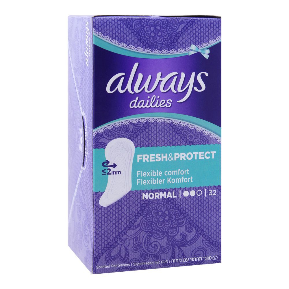 Always Dailies Fresh & Protect Pantyliners, Normal, 32-Pack