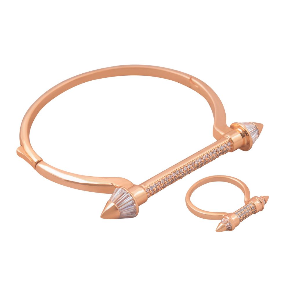 Girls Ring and Bracelet Set, Rose Gold, NS-003