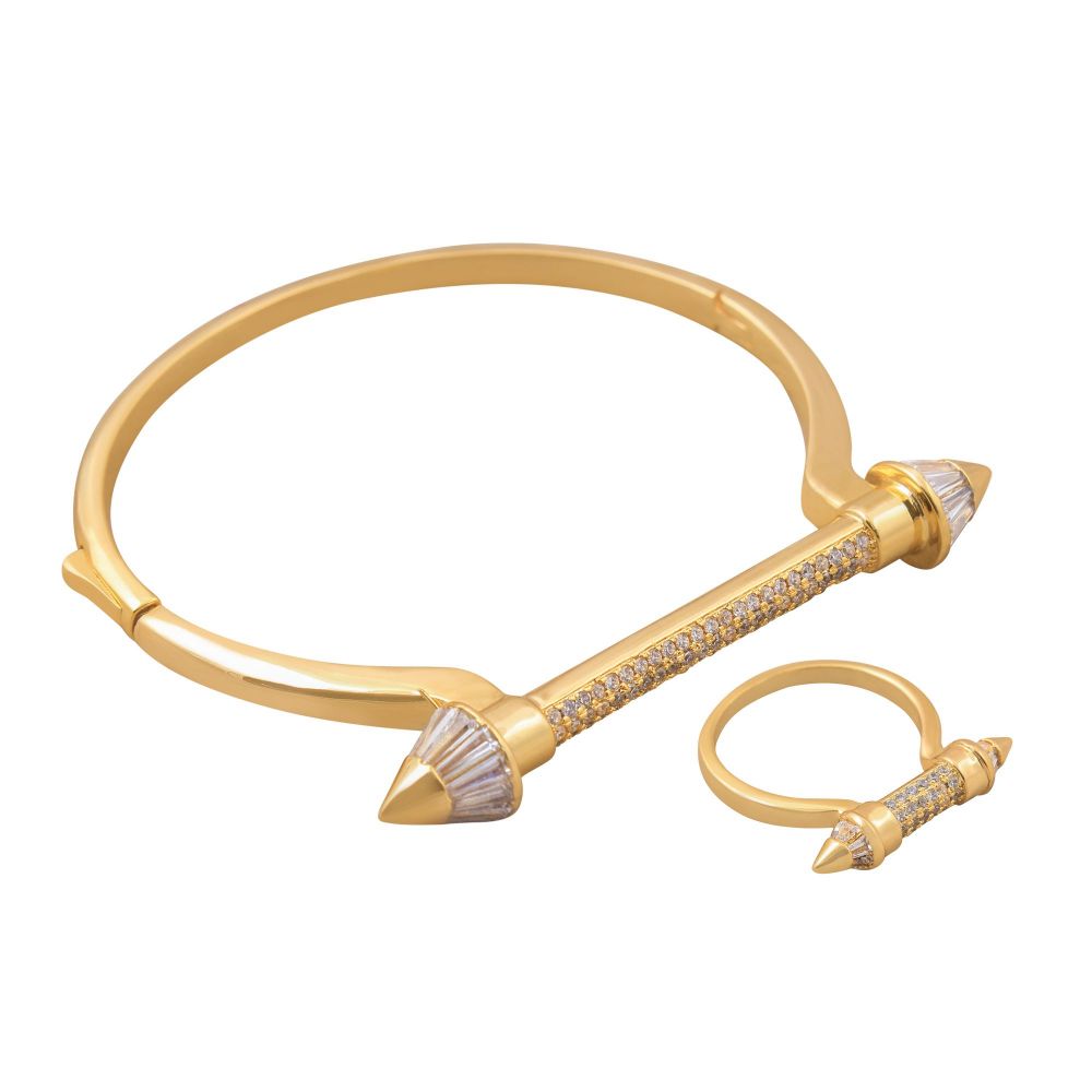 Girls Ring and Bracelet Set, Golden, NS-003