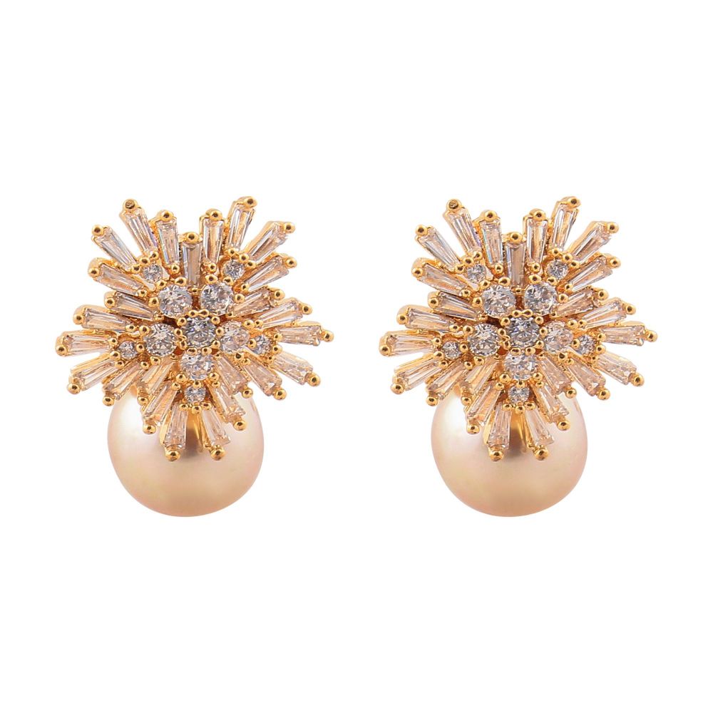 Pearl Girls Earrings, Golden, NS-088