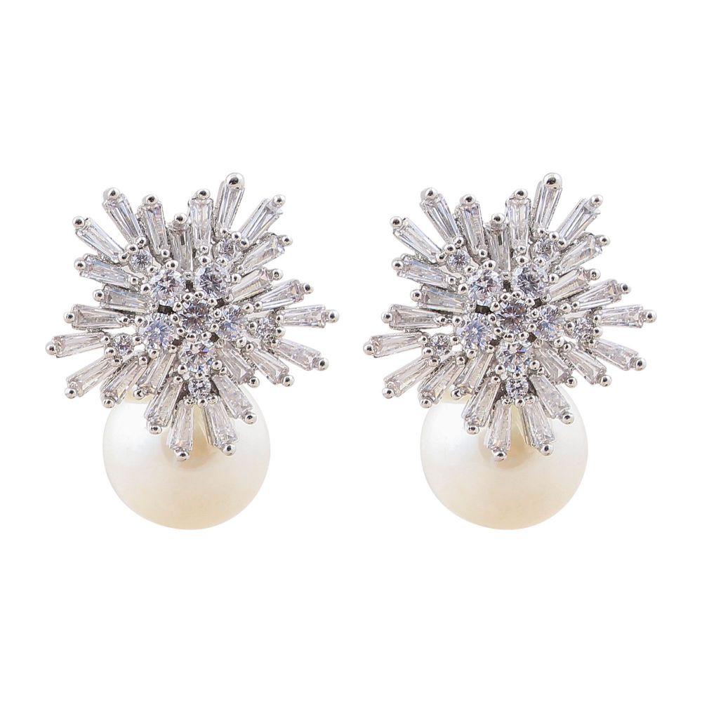 Pearl Girls Earrings, Silver, NS-088