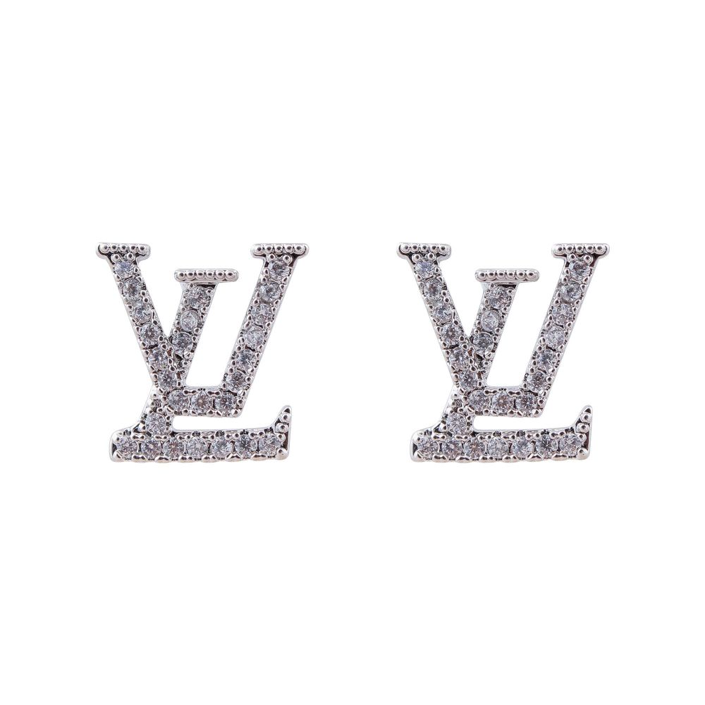 LV Style Girls Earrings, Silver, NS-0101
