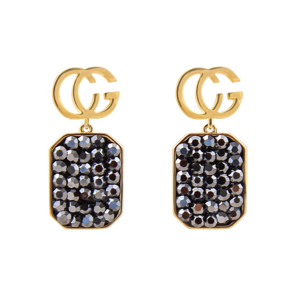Gucci Style Girls Earrings, Golden/Black, NS-0111