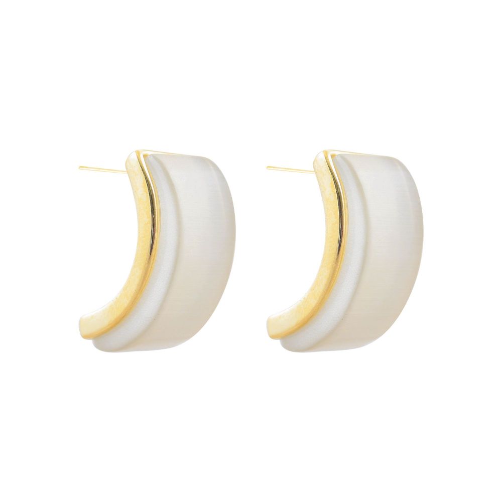 Girls Earrings, White/Golden, NS-0122