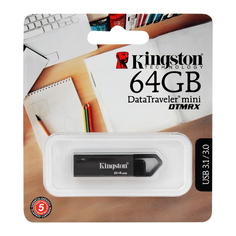 Kingston 64GB DataTraveler Mini USB Drive, 3.1/3.0, DTMRX