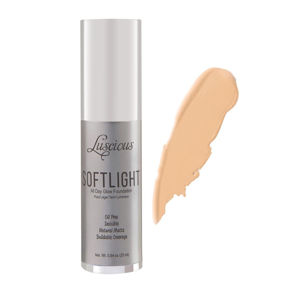 Luscious Cosmetics Soft Light All Day Glow Foundation, Natural Matte, 1.5