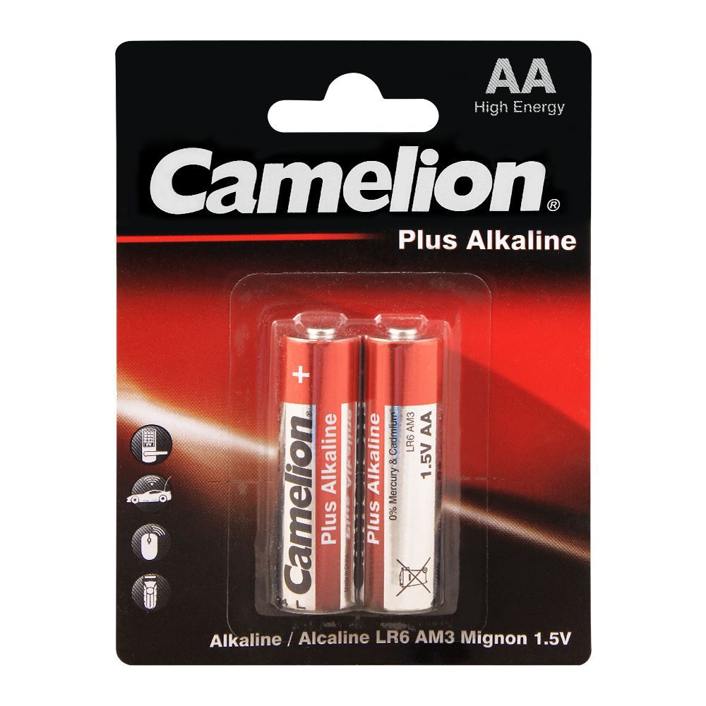 Camelion Plus Alkaline AA Battery, 2-Pack, LR6-BP2