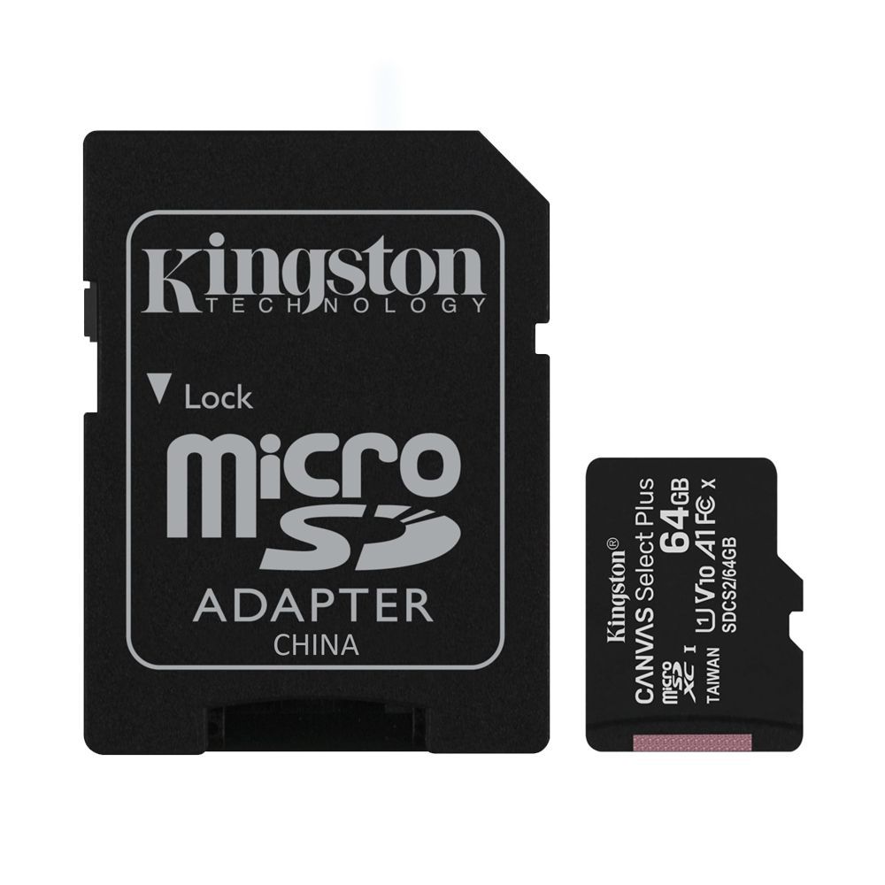 Kingston 64GB MicroSD Card 100MB/s Canvas Select Plus, Class 10