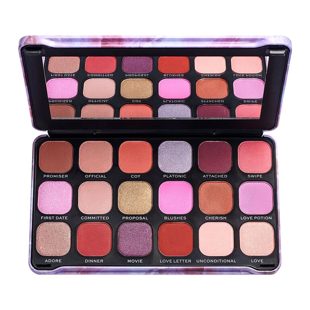 Makeup Revolution Forever Flawless Eyeshadow Palette, Unconditional Love, 18 Pieces