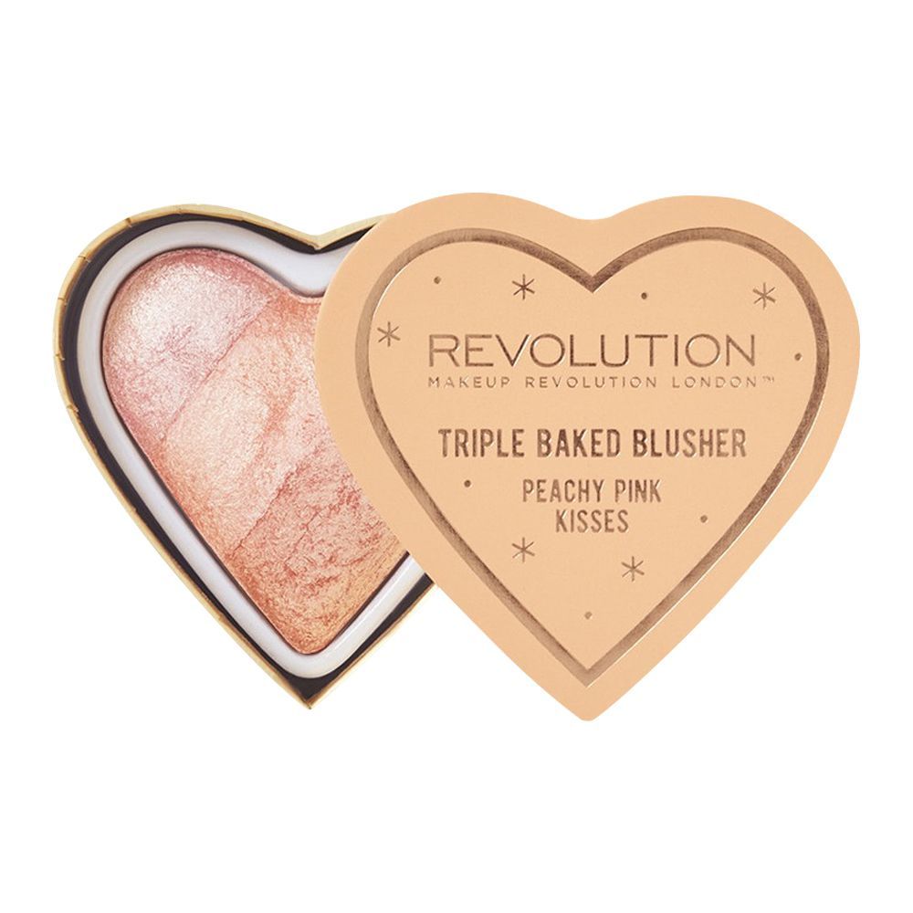 Makeup Revolution Blushing Hearts Triple Baked Blusher, Peachy Pink Kiss