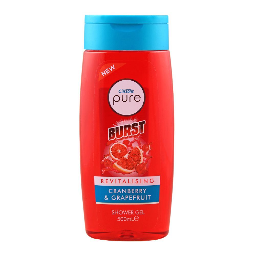 Cussons Pure Burst Revitalising Shower Gel, Cranberry & Grapefruit, 500ml