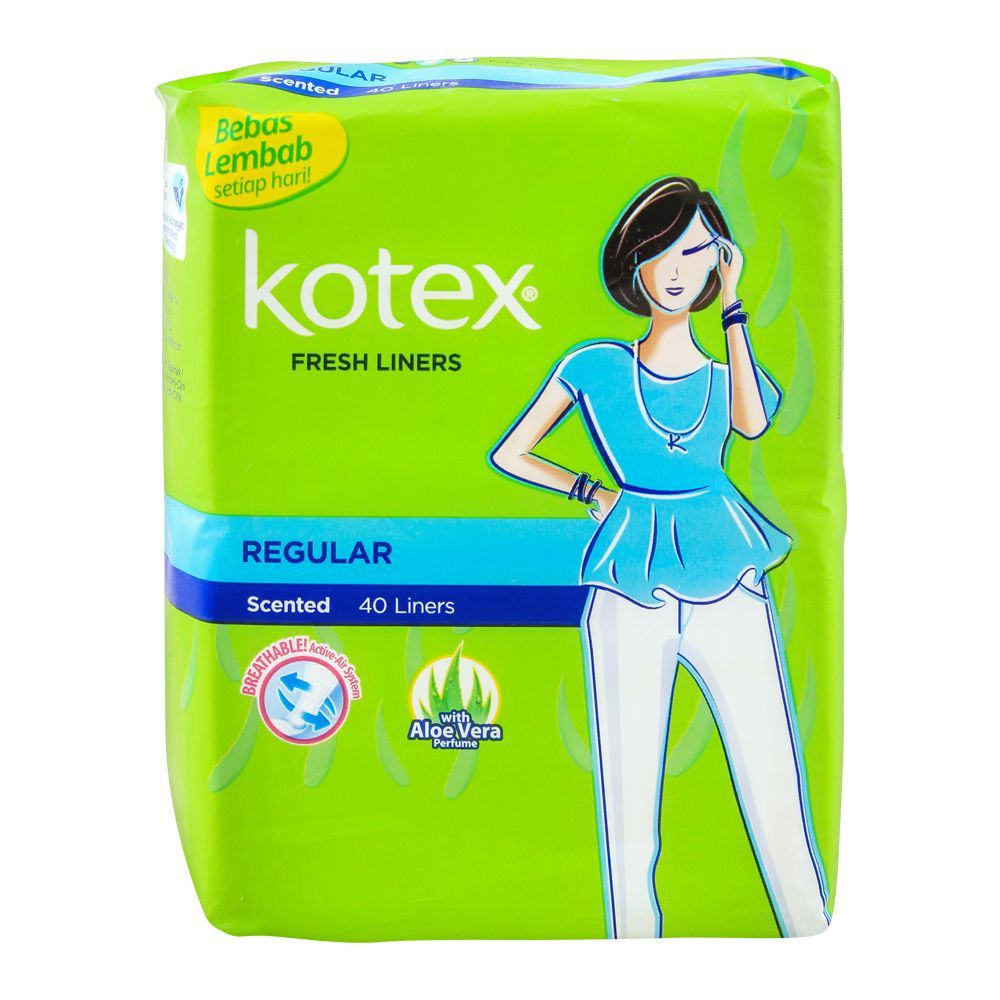 Kotex Fresh Liners, Scented, Regular, With Aloe Vera Perfume, 40-Pack