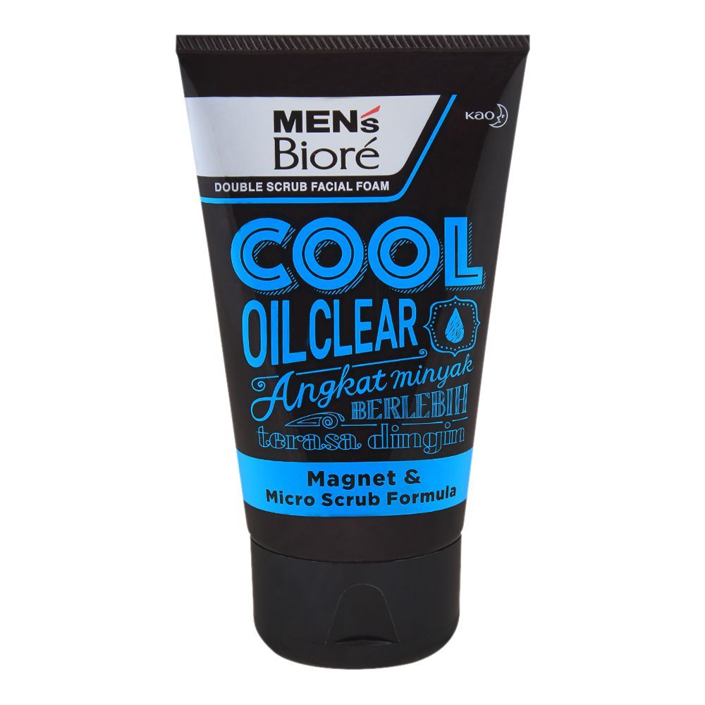 Biore Men's Cool Oil Clear Double Scrub Facial Foam, 100g