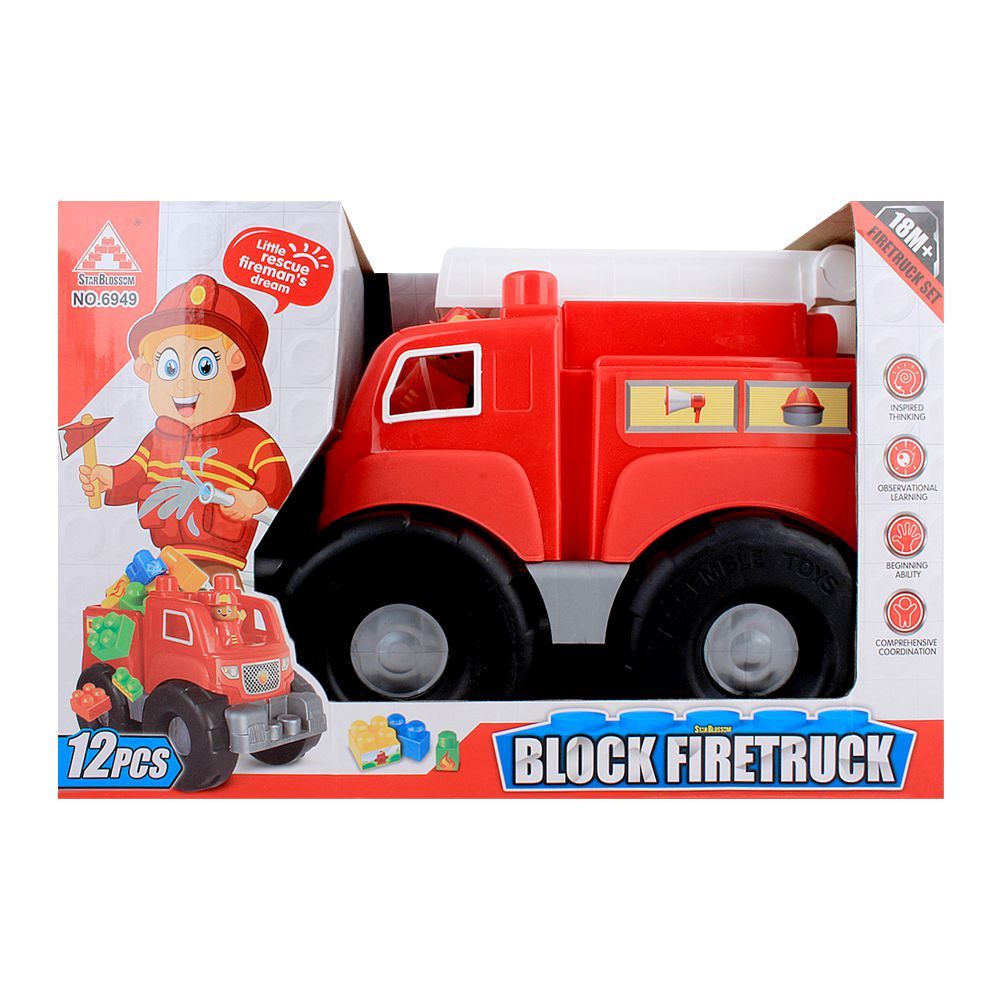 Live Long Block Fire Truck, 12 Pieces, 1531-4-D