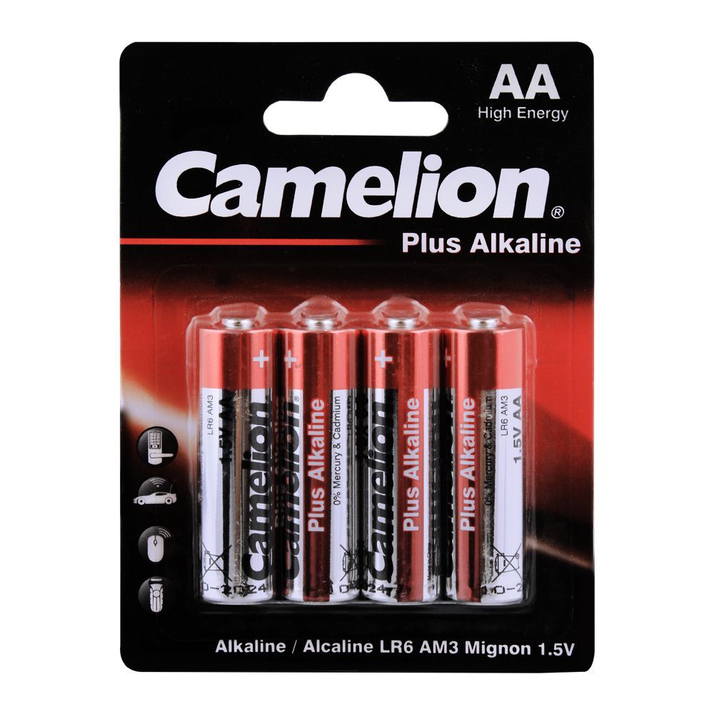 Camelion Plus Alkaline AA Batteries, 4-Pack, LR6-BP4