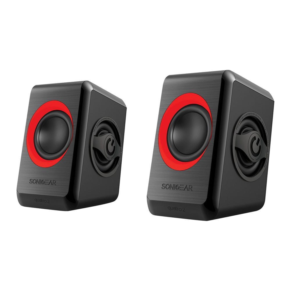 SonicEar Quatro 2 2.0 USB Speaker, Red