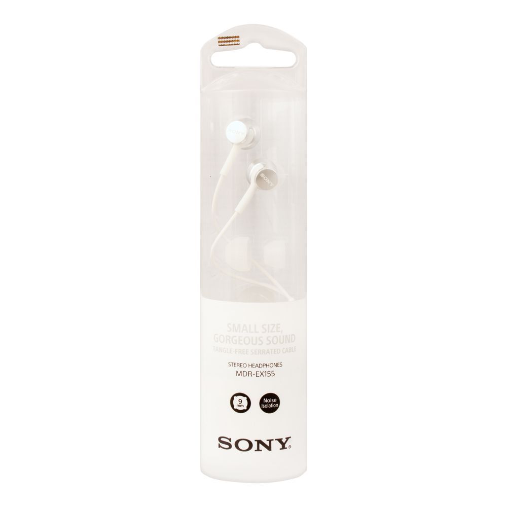 Sony Stereo Headphones, White, MDR-EX155