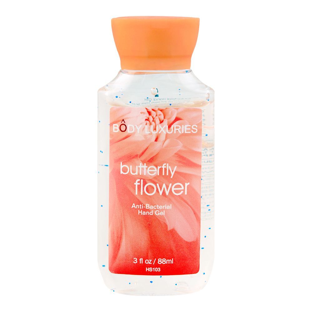 Body Luxuries Anti-Bacterial Hand Gel Sanitizer, Butterfly Flower, 88ml