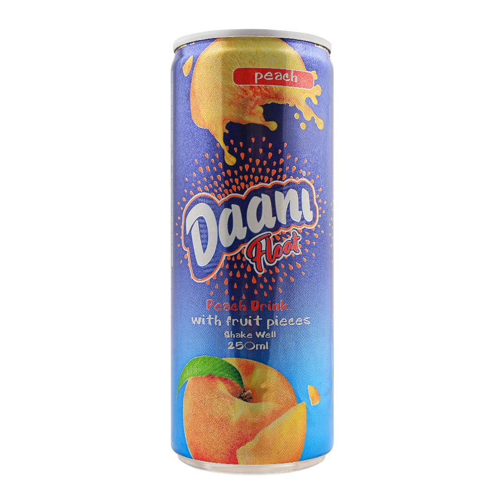 Daani Float Peach Drink, With Fruit Pieces, Can, 250ml