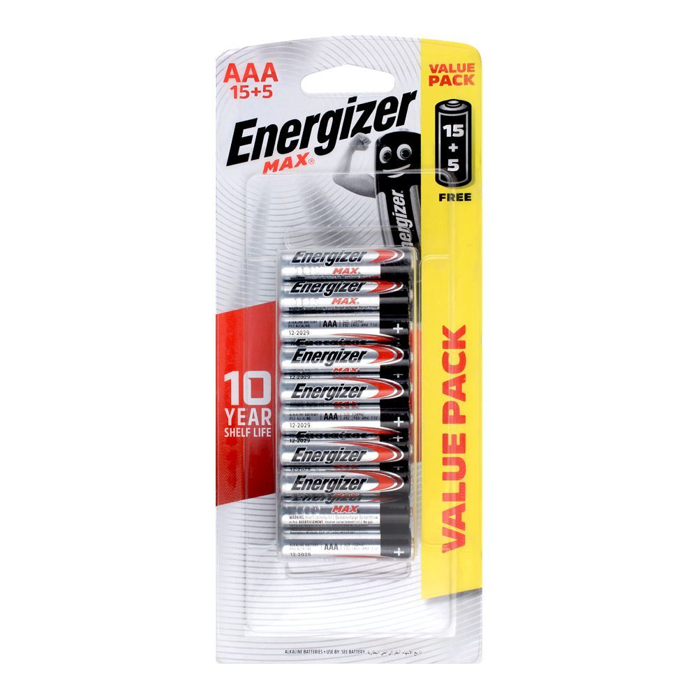 Energizer Max AAA Batteries, 15+5 Value Pack, BP-15+5