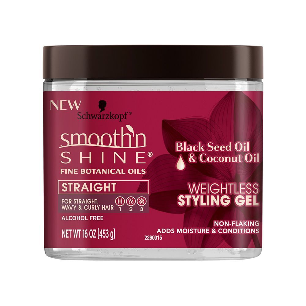 Schwarzkopf Smooth'n Shine Weightless Styling Gel, Black Seed Oil & Coconut Oil, 453g