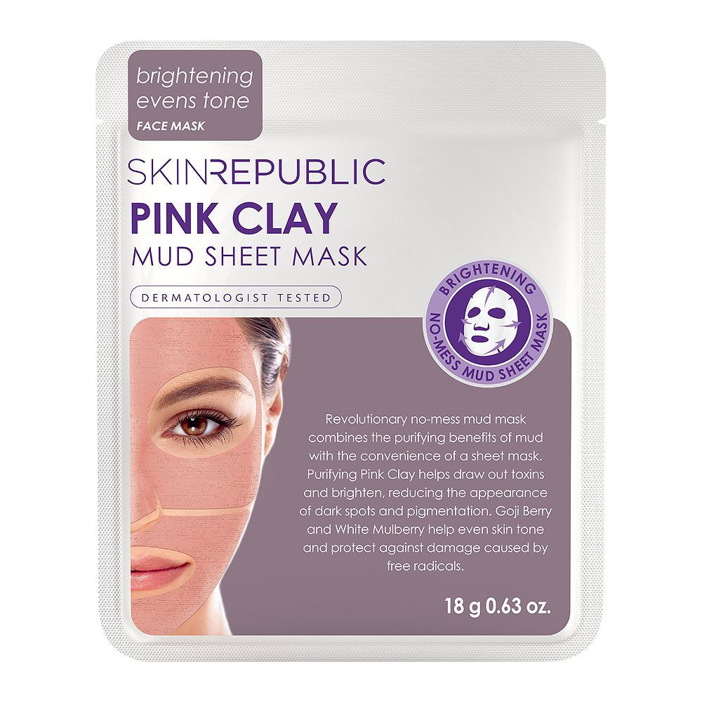 Skin Republic Pink Clay Mud Sheet Face Mask, 18g