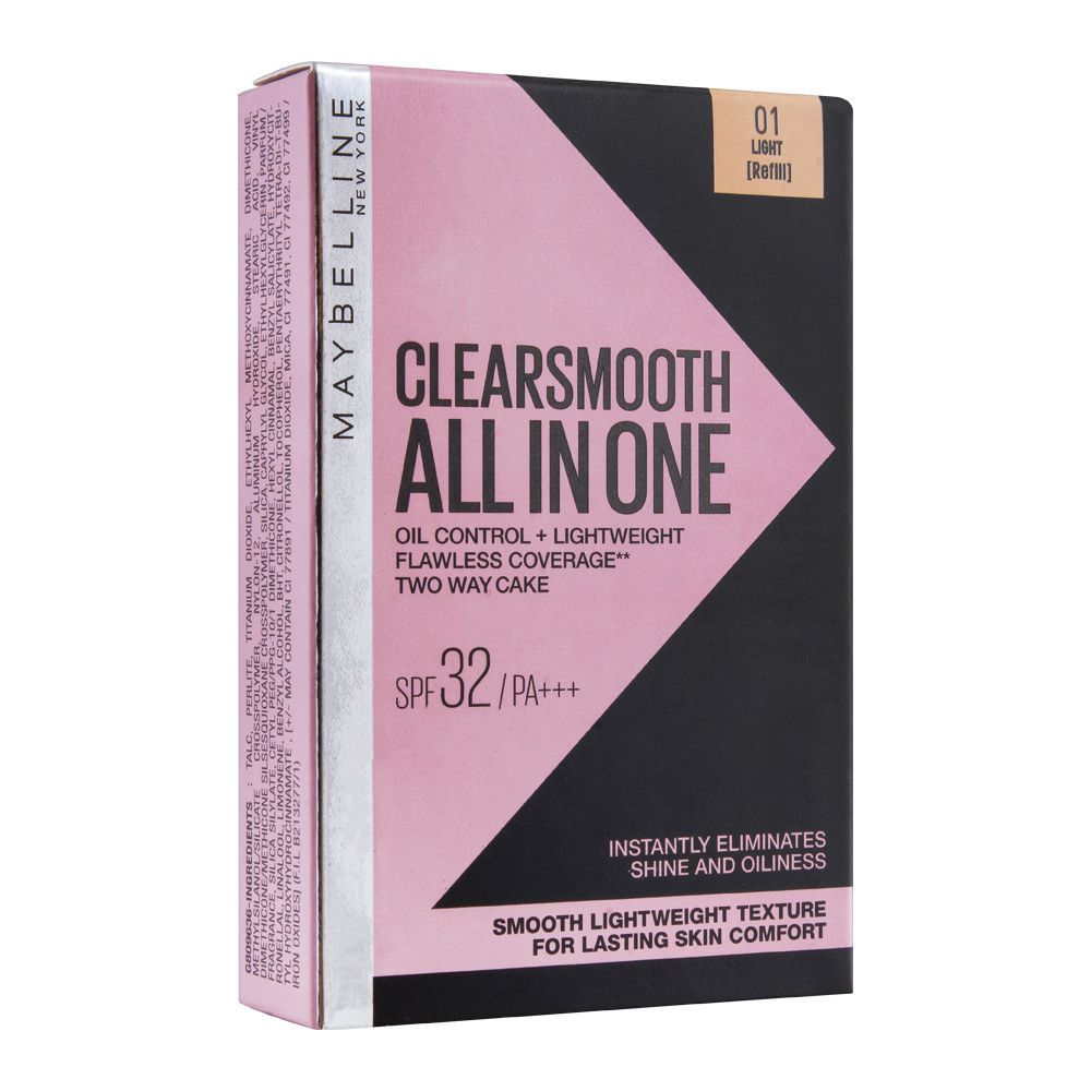 Maybelline New York Clear Smooth All In One Two Way Cake Refill, 01 Light