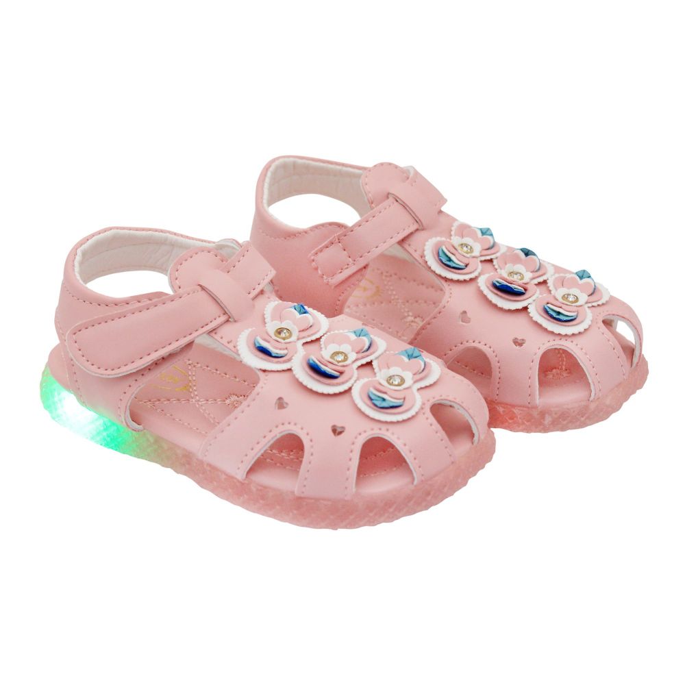 Kids Sandals With Light, For Girls, 18-5A, Pink