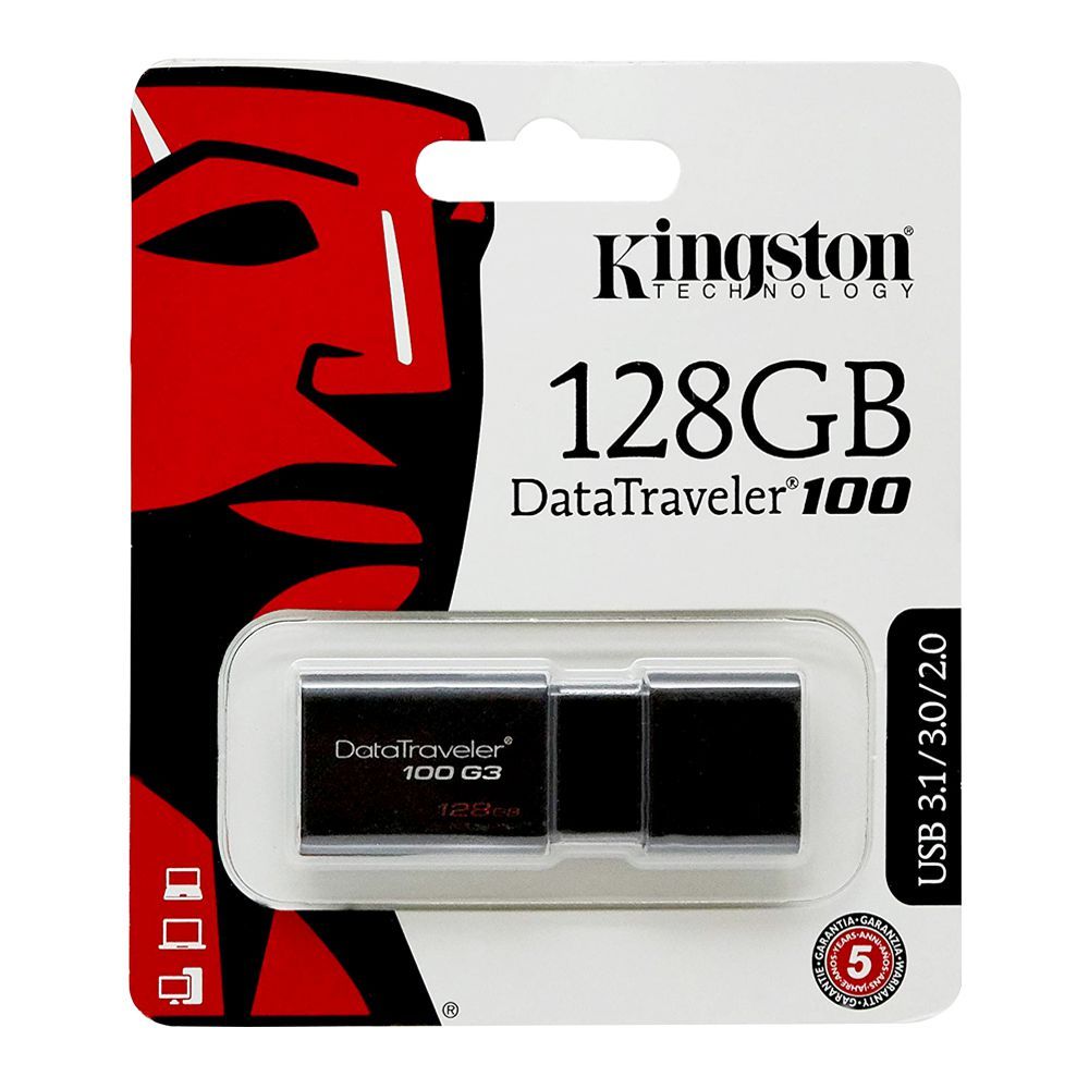 Kingston 128GB USB 3.1/3.0/2.9 Data Traveler 100 G3 USB Drive, DT100G/128GB