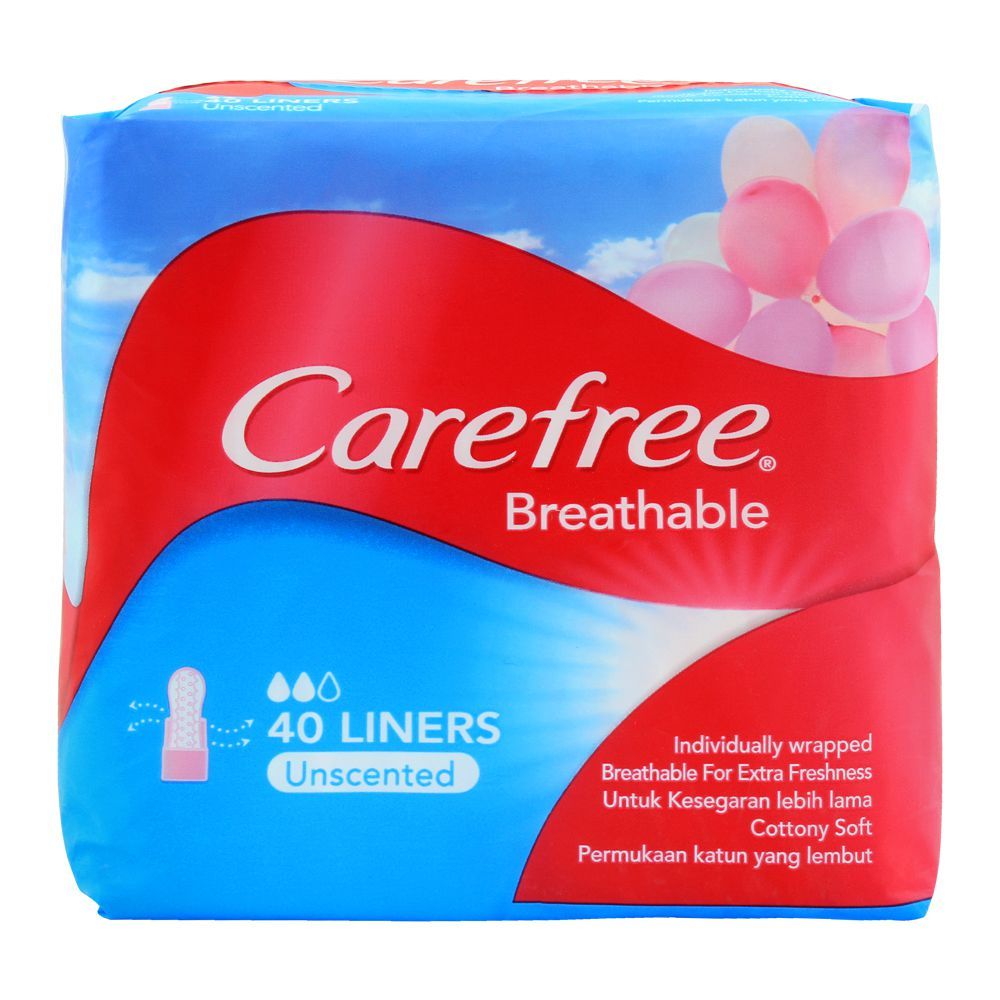 Carefree Breathable Liners, Unscented Pantyliners, 40-Pack