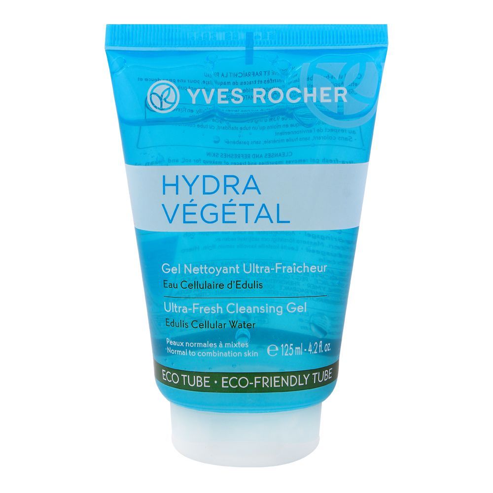Yves Rocher Hydra Vegetal Ultra-Fresh Face Cleansing Gel, With Edulis Cellular Water, 125ml