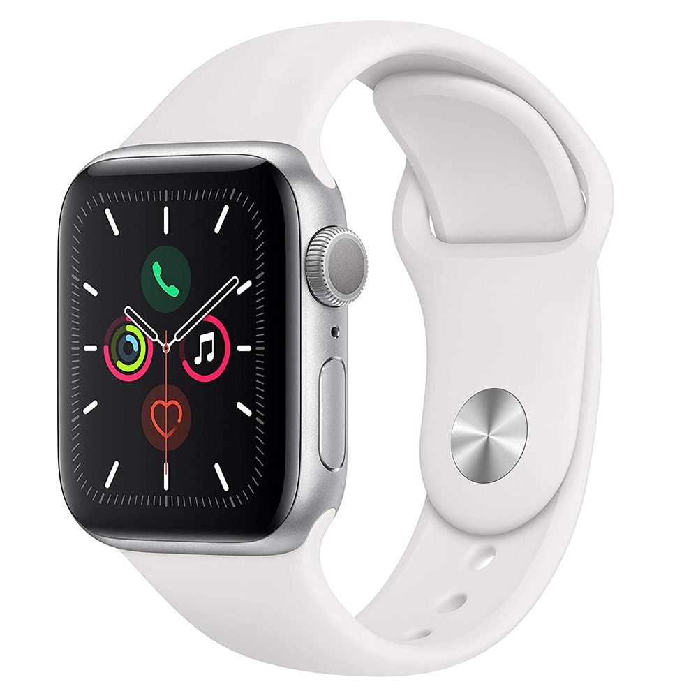 Apple Watch Series 5, 44mm, GPS, Silver Aluminum Case with White Sport Band, MWVD2LL/A