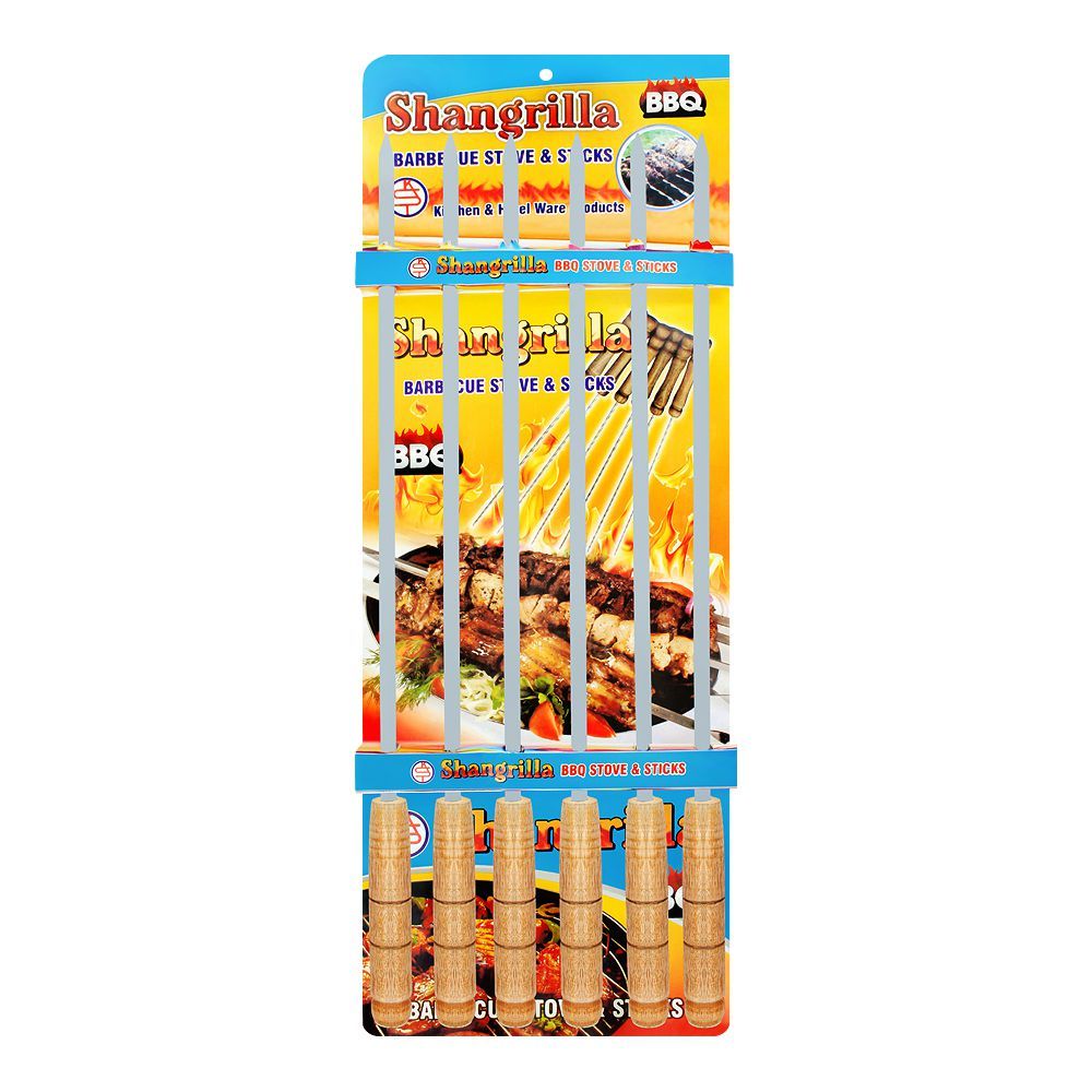 Shangrilla Iron BBQ Stick Plain Slim, 6-Pack 