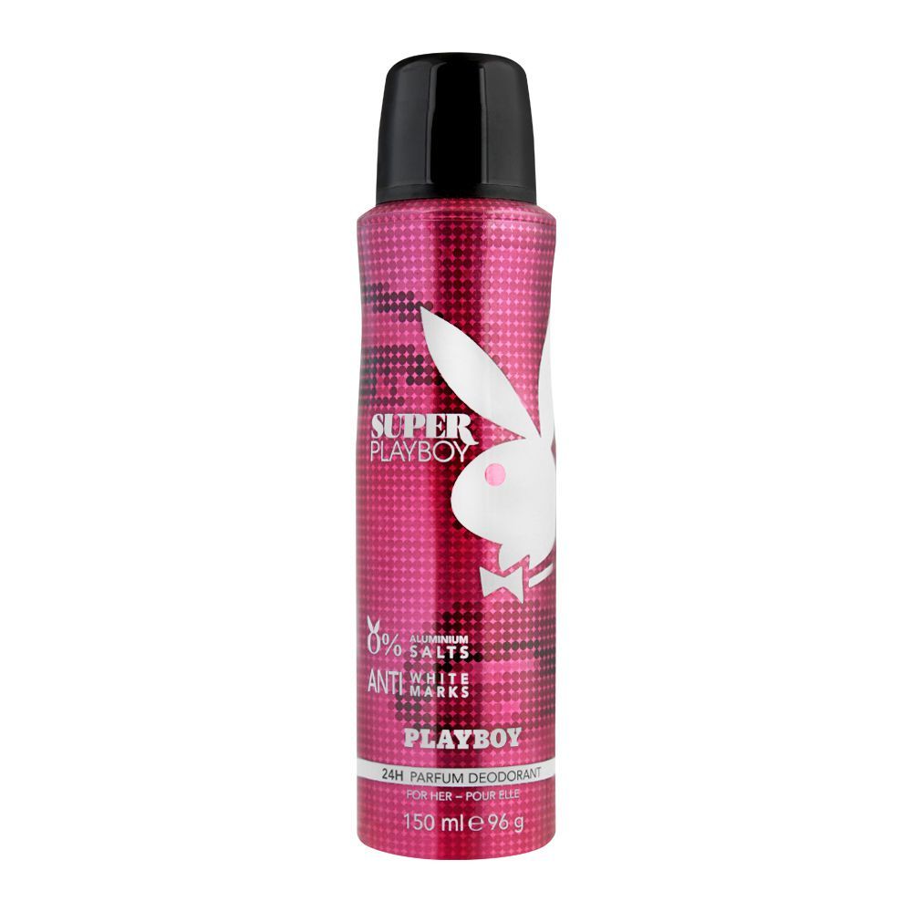 Playboy Super Playboy Anti-White Marks Deodorant Spray, For Women, 150ml