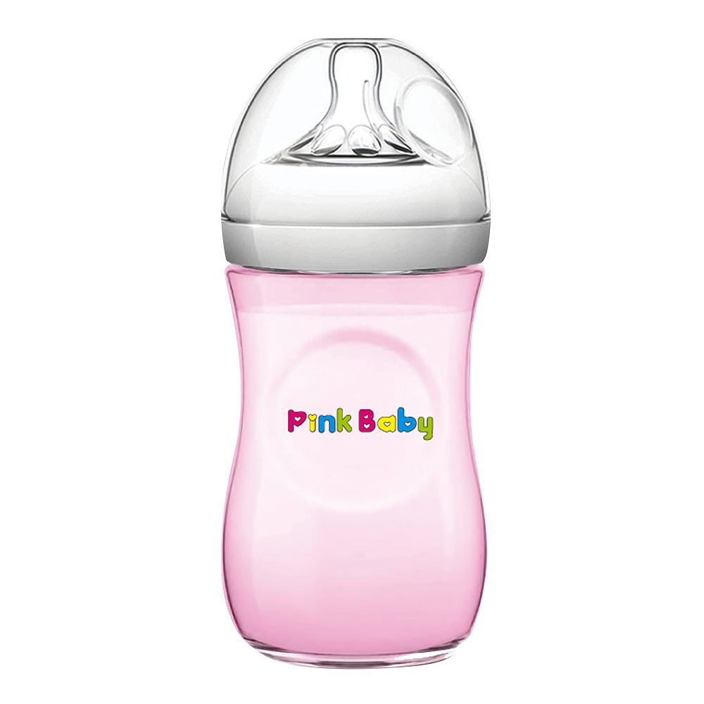 Pink Baby Superior-PP Ultra Wide Neck Feeding Bottle, Pink/Plain, 3m+, Medium Flow, 240ml, WN-116