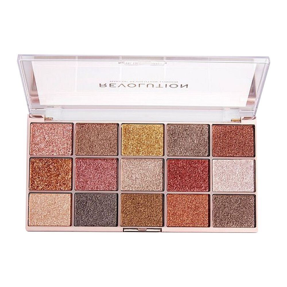 Makeup Revolution Intensely Pigmented Foil Eyeshadow Palette, Foil Frenzy-Fusion, 15 Pieces