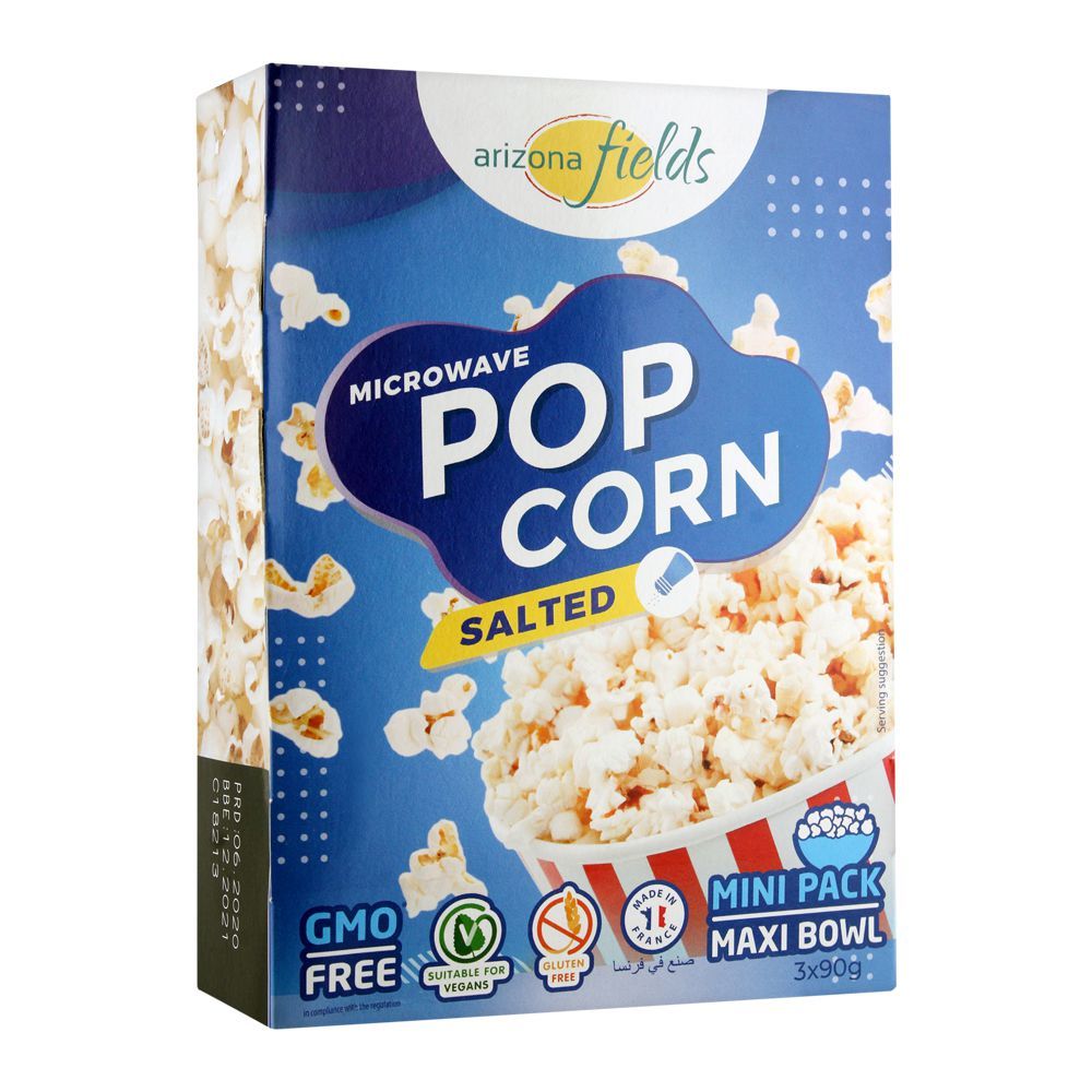 Arizona Fields Microwave Popcorn, Salted, Gluten Free, 3x90g