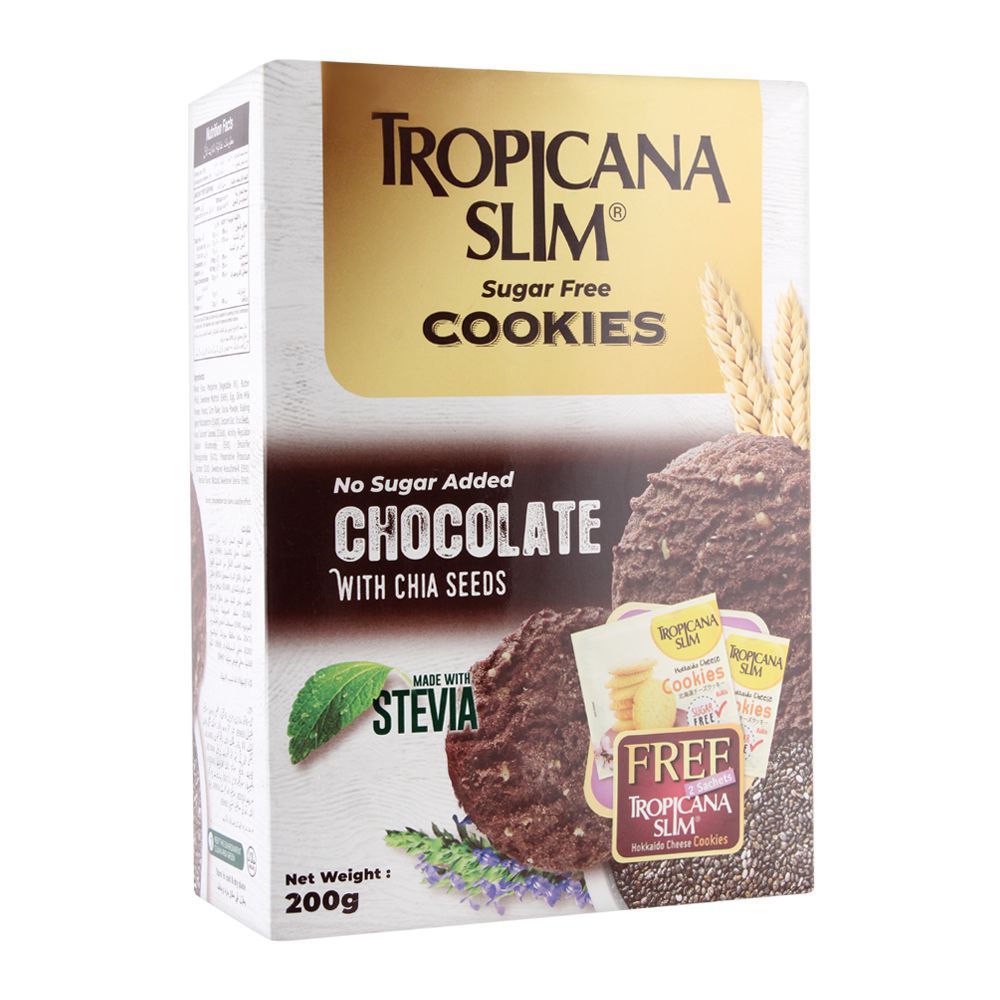 Tropicana Slim Sugar Free Cookies, Chocolate With Chia Seed, 200g