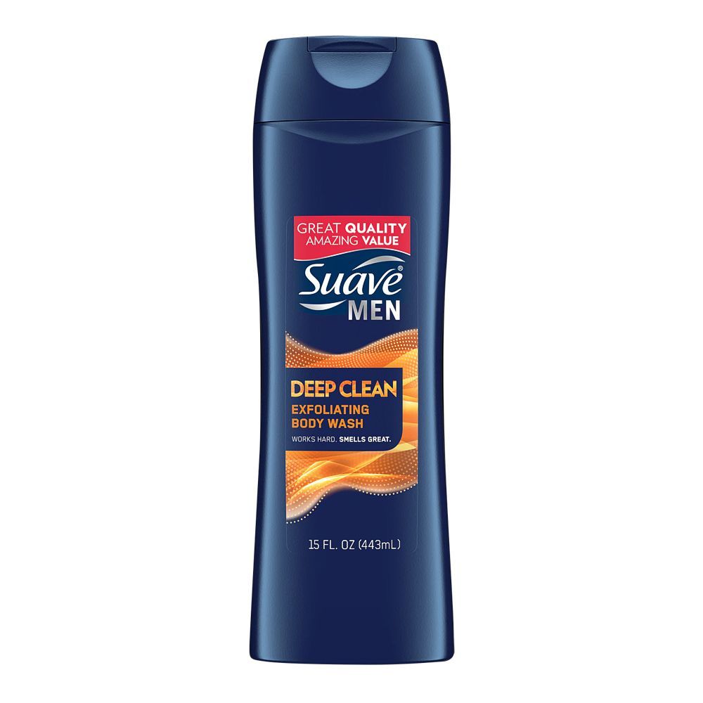 Suave Men Deep Clean Exfoliating Body Wash, 443ml