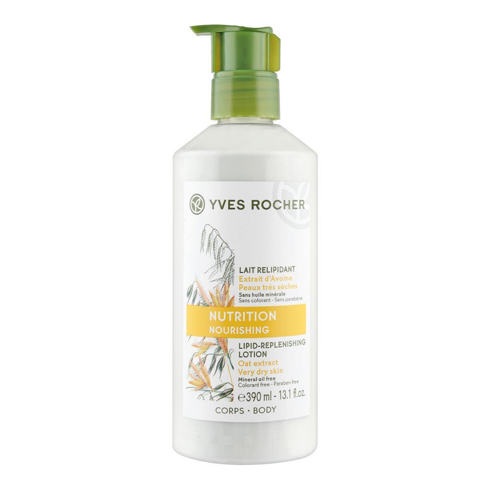 Yves Rocher Nutrition Nourishing Lipid Oat Extract Replenishing Lotion, Paraben Free, Very Dry Skin, Pump, 390ml