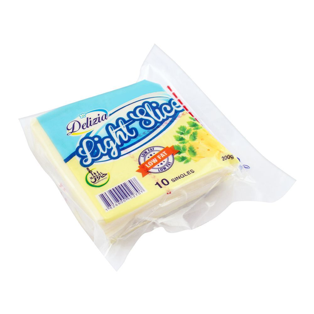 Delizia Light Slice Cheese, Low Fat, 10-Pack, 200g