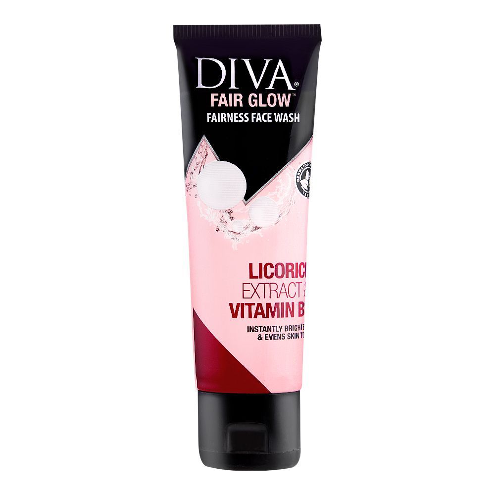 Diva Fair Glow Fairness Face Wash, Licorice Extract & Vitamin B3, 75ml