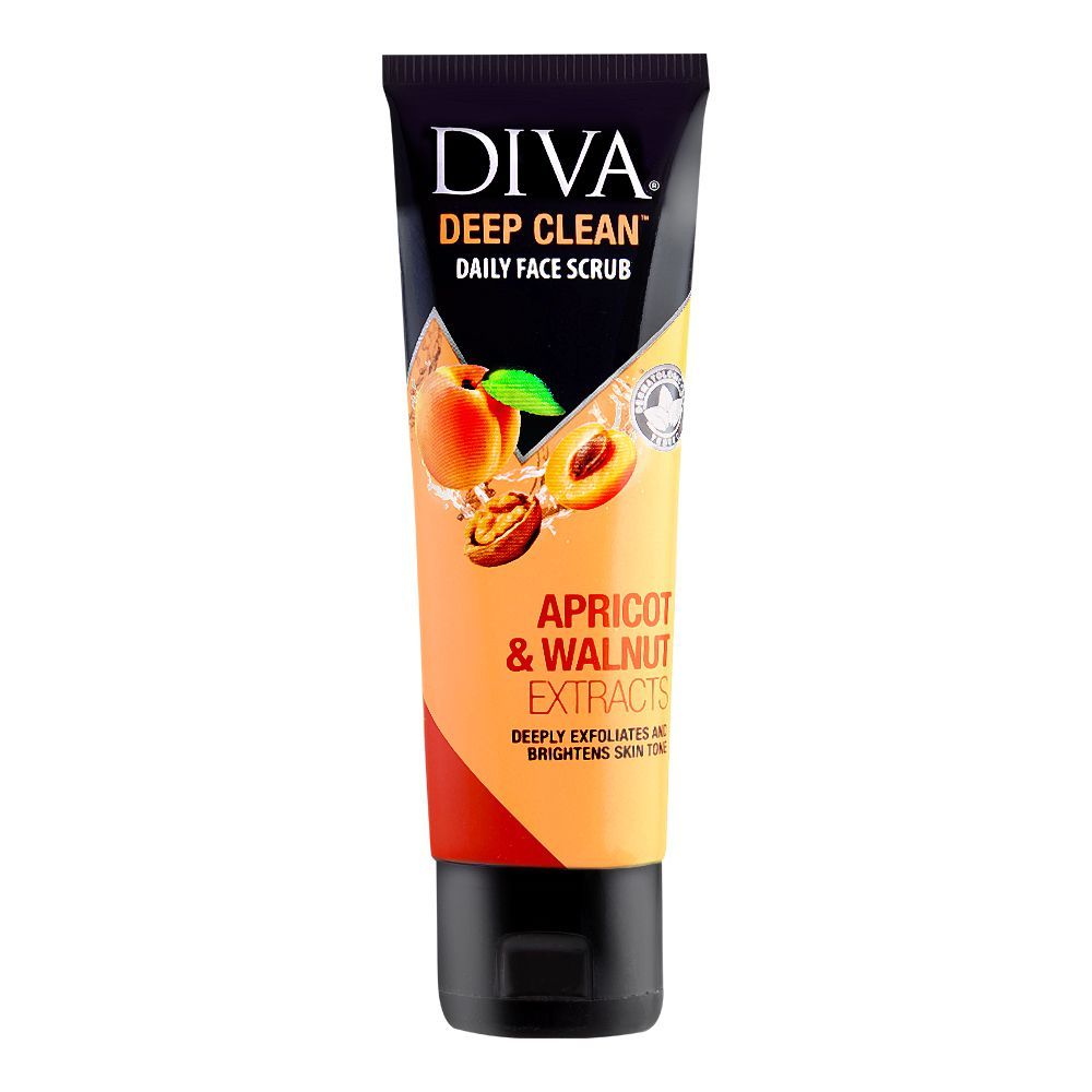 Diva Deep Clean Daily Face Scrub, Apricot & Walnut Extract, 75ml