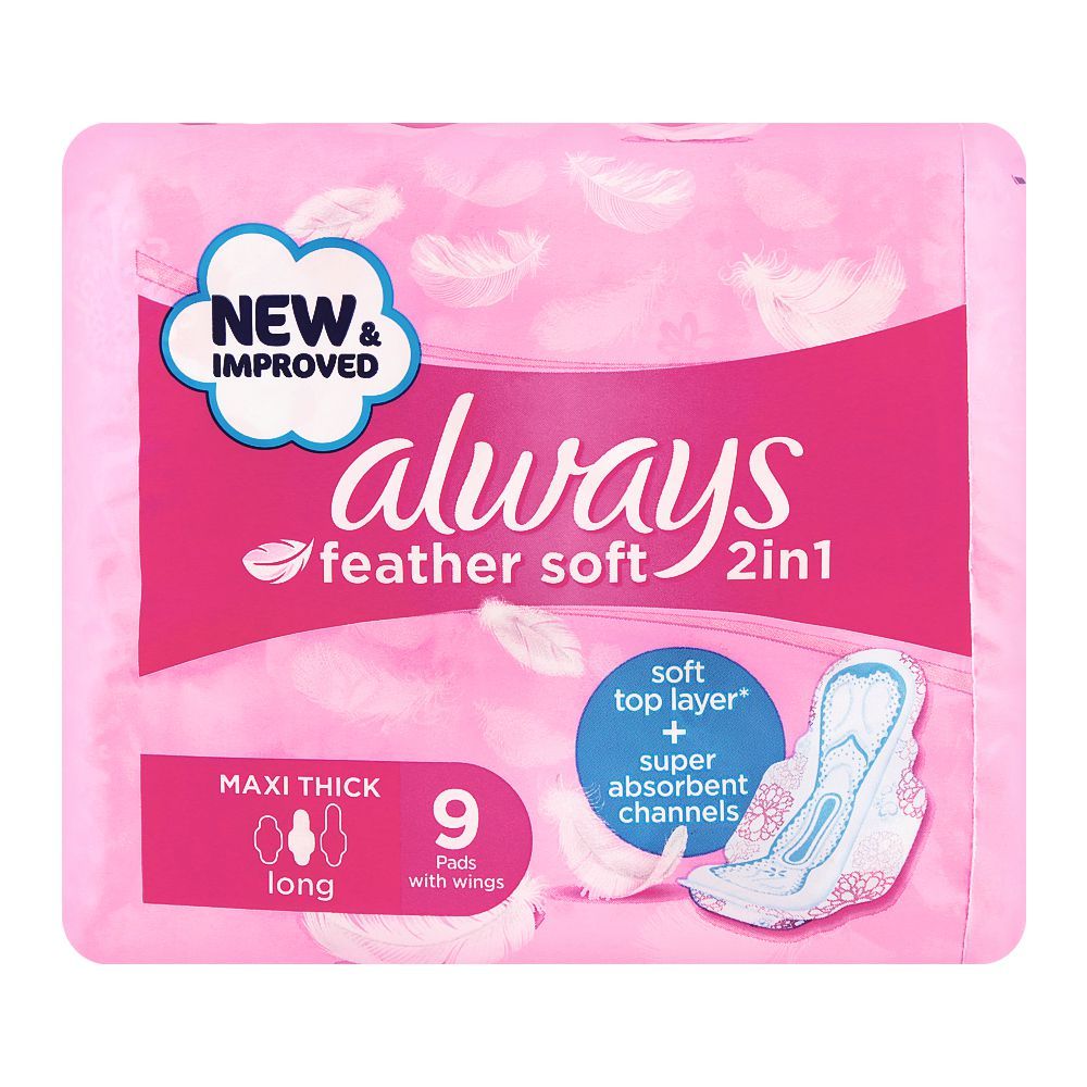 Purchase Always Feather Soft 2In1 Maxi Thick Extra Long Pads, 9 Pack