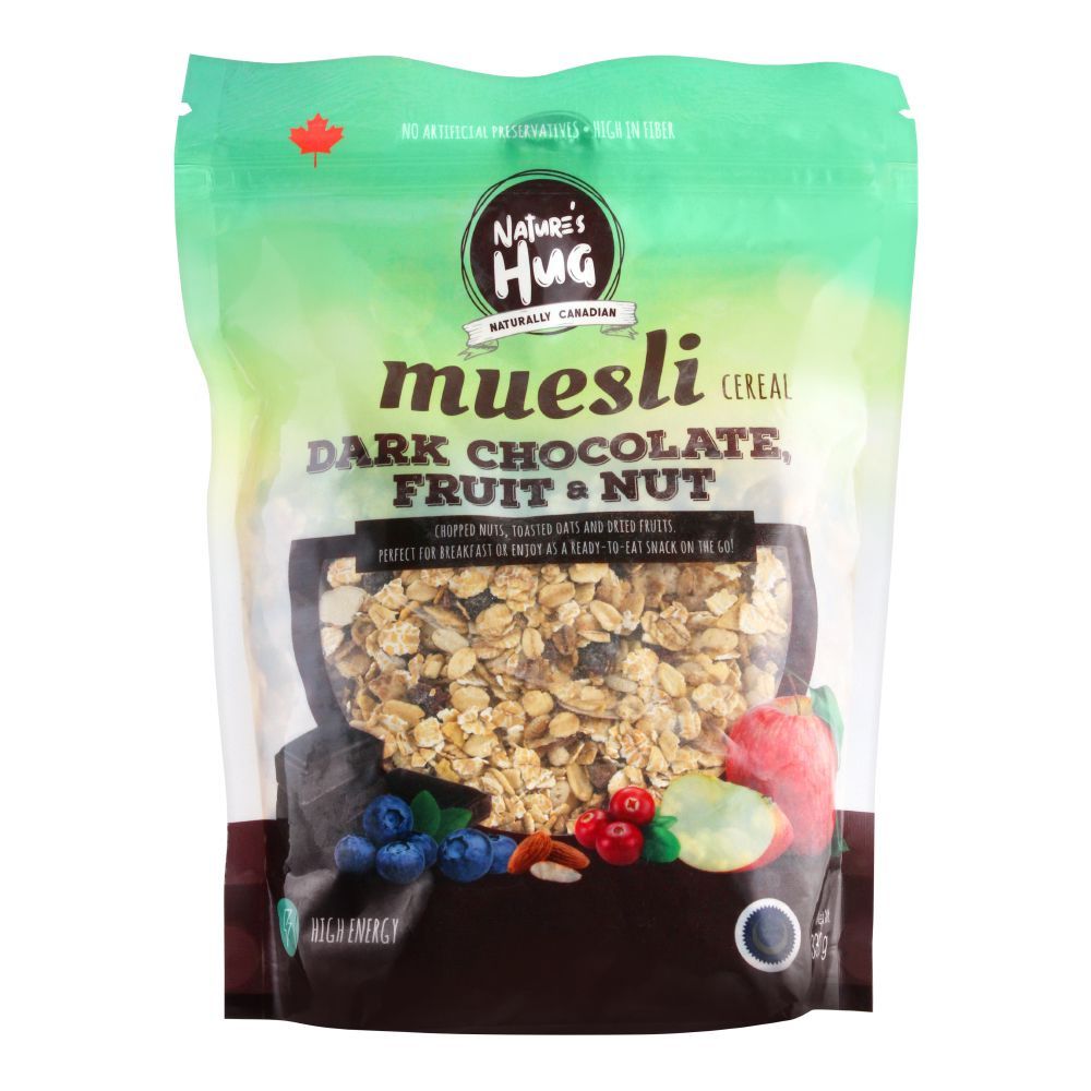 Nature's Hug Muesli Cereal, Dark Chocolate, Fruit & Nut, 330g