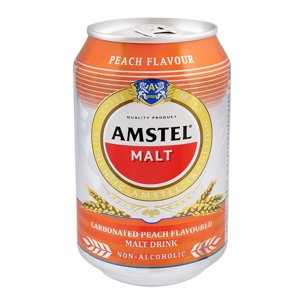 Amstel Malt, Peach Flavor, Non-Alcoholic, 300ml, Can